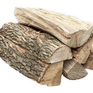 Stacked White Ash firewood logs seasoned and split for fireplaces and wood stoves